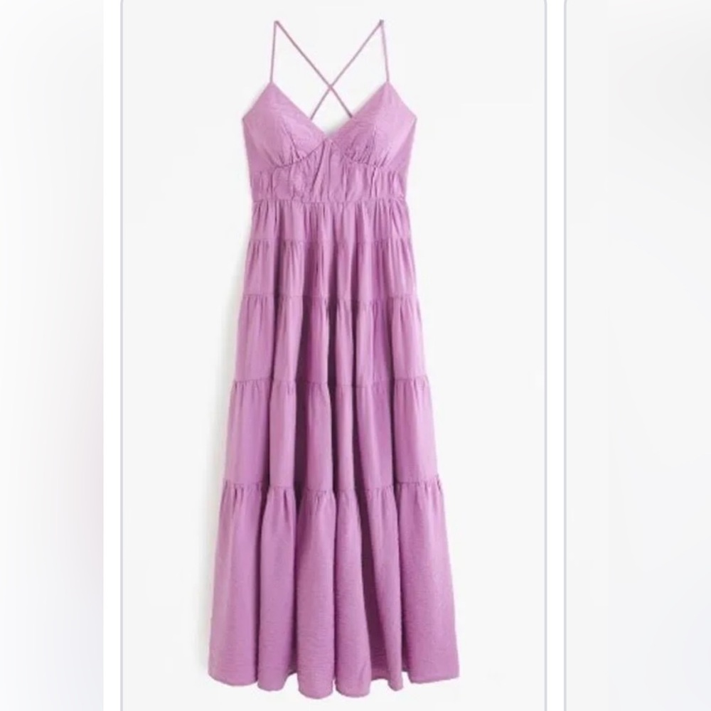 Abercrombie Flowy Tiered Purple Long Dress size Medium